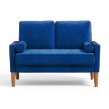 Modern Blue Velvet Sofa 2 Seater Loveseat Couch for Living Room