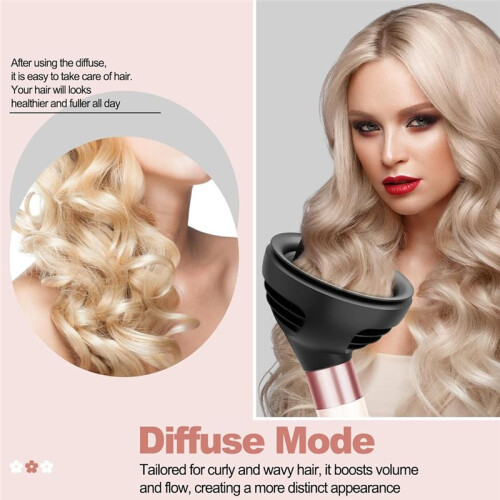 Wave Curl Diffuser Black and Large Round Brush Attachment for  Airwrap to Enhance Curl Definition Control Wavy 2