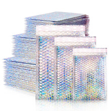 Holographic Bubble Mailers Set of 50 Waterproof Self Seal Padded Envelopes for Packing and