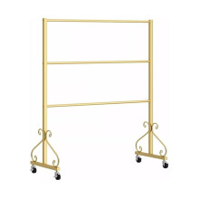 Lingerie Display Rack Gold ThreeTier Underwear Organizer Metal Garment Rack with Wheels for Store