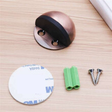 Floor Door Stopper No Drill Stainless Steel Rubber Wall Protector, Yellow Bronze 1 Piece