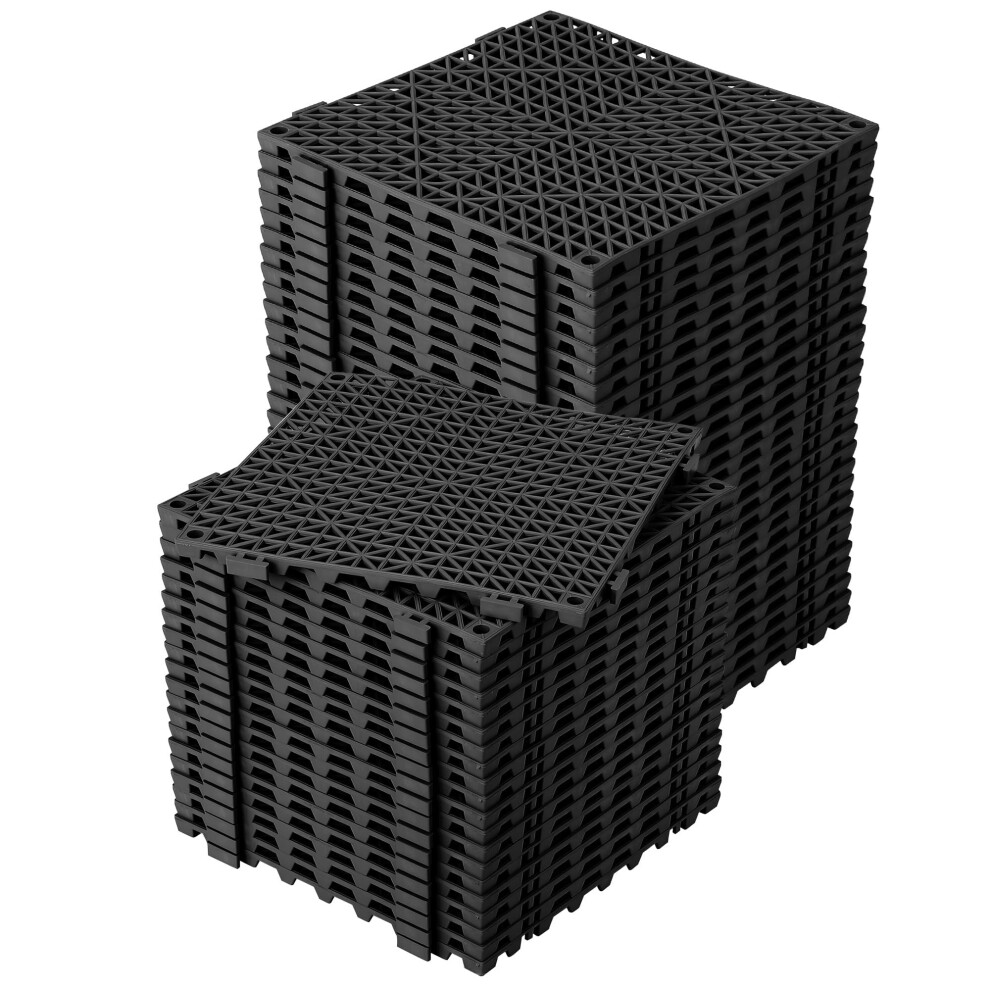 Garage Floor Tiles 50 Pack 12X12 Black, SlipâResistant Interlocking Drainage Mats For Garage, Garden, Deck, Pool 9330225552253