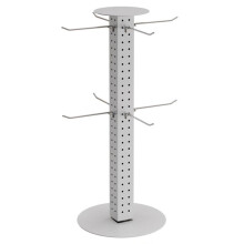 Rotating Display Stand with Adjustable Height, Two Tier Jewelry Rack, 360 Degree Spinning White Round