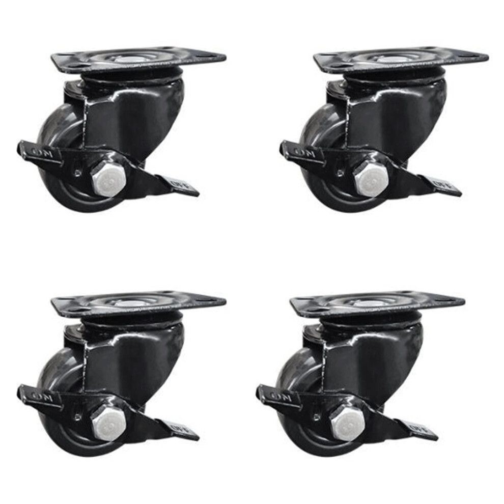 4 Pack Heavy Duty Caster Wheels With Brake, Silent Rolling Swivel Casters, Rust Resistant For Equipment And Furniture 9169991327440