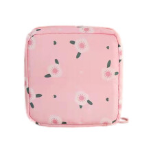 Waterproof Period Bag for Women Compact Oxford Cloth Menstrual Pad Organizer with Zipper Pink