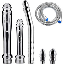 3 Pieces Enema Shower Shower With 3 Shower Heads, Shower Kit For Men + 150cm Shower Hose (silver)