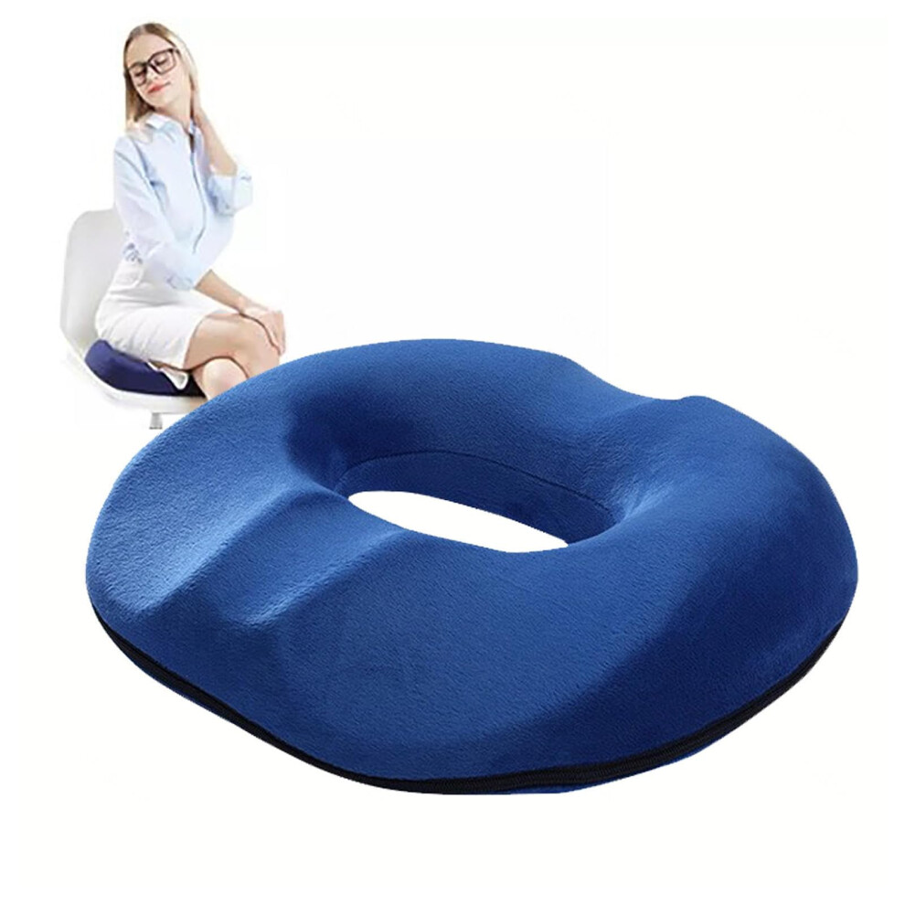 Coccyx Seat Cushion For Tailbone Pain Relief, Memory Foam Donut Pillow With Washable Cover, Blue 9073542432319