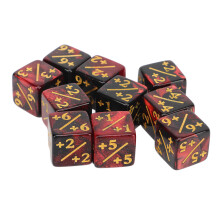 10 Stück 6-seitige Acryl-Mathe-Lehrwürfel Doppelter Farbton Rot-Schwarz