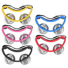 5Pcs Foot Tambourine 2?Row Half Moon Shaped Metal Jingles Percussion Musical Instrument