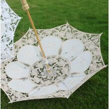 Wedding Lace Umbrella Beige Yellow, Large 16.92in
