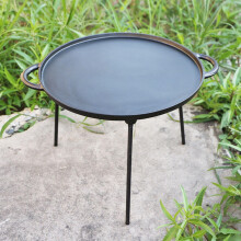 Garden Sanctuary 34cm Cast Iron Portable Outdoor BBQ Griddle Pan w/ 3 Detachable Legs