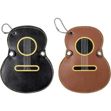 Leather Guitar Pick Holder Keychain Waterproof GuitarShaped Case for Acoustic and Electric