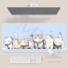 (300x700x2mm-WA00096 2) Original Mauspad mit niedlichem Katzenmotiv, große Tastaturmatte, Kawaii-Schreibtischmatte