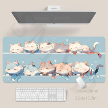 (350x600x2mm-WA00096 2) Original Mauspad mit niedlichem Katzenmotiv, große Tastaturmatte, Kawaii-Schreibtischmatte