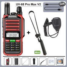 (Rot-48-Mikrofon) UV-68 Pro Max V2 IP68 Wasserdichtes Walkie-Talkie mit 8800-mAh-Akku (Typ C), UHF/VHF-Dualband