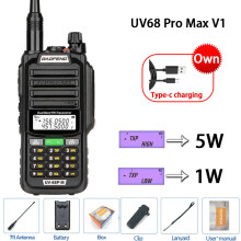 (USB-Stecker-V1 Schwarz 1) Professionelles wasserdichtes Walkie-Talkie UV68 Pro Max V2 Update 10W Leistungsstarkes