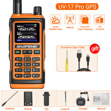 (Orange)UV-17 Pro GPS-Funkgerät mit FM-Funk, großer Reichweite, drahtloser Frequenzkopie, Handfunkgerät