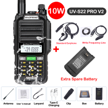 (USB-Stecker-V2 Schwarz 9) UV S22 PRO V2 IP68 Walkie-Talkie Wasserdichtes Dualband 136-174/400-520 MHz
