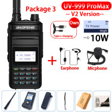 (USB-Stecker-V2 Schwarz 3) UV-999 Pro Max 10W 999CH Walkie-Talkie UV999 Dualband Tragbares CB-Amateurfunkgerät