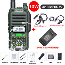 (USB-Stecker V2 Grün 9) UV S22 PRO V2 IP68 Walkie-Talkie wasserdicht Dualband 136-174/400-520 MHz Amateurfunkgerät