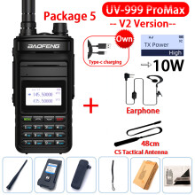 (USB-Stecker-V2 Schwarz 5) UV-999 Pro Max 10W 999CH Walkie-Talkie UV999 Dualband Tragbares CB-Amateurfunkgerät