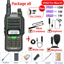 (USB-Stecker V2 Grün alle) Professionelles wasserdichtes Walkie-Talkie UV68 Pro Max V2 Update 10W Leistungsstark