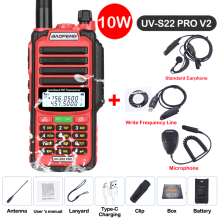 (USB-Stecker V2 Rot 6) UV S22 PRO V2 IP68 Walkie-Talkie wasserdicht Dualband 136-174/400-520 MHz Amateurfunkgerät