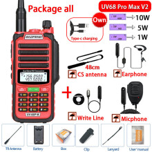 (USB-Stecker V2 Rot alle) Professionelles wasserdichtes Walkie-Talkie UV68 Pro Max V2 Update 10W Leistungsstarkes