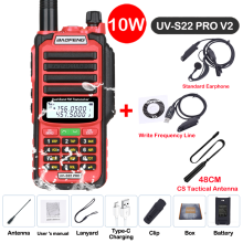 (USB-Stecker-V2 Rot 7) UV S22 PRO V2 IP68 Walkie-Talkie wasserdicht Dualband 136-174/400-520 MHz Amateurfunkgerät