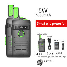 (2 Stück 1000 mAh) Wiederaufladbares Lintom Walkie-Talkie-Funkgerät, UHF, 16 Kanäle, für Erwachsene