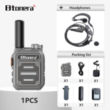 (graue Kopfhörer) Mini-Walkie-Talkie BTDX 330 Tragbares Zwei-Wege-Funkgerät PMR FRS Funkgerät mit großer