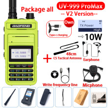 (USB-Stecker V2 Glänzendes Grün) UV-999 Pro Max 10W 999CH Walkie-Talkie UV999 Dualband Tragbares CB-Funkgerät