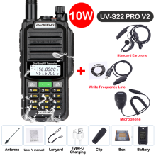 (USB-Stecker-V2 Schwarz 6) UV S22 PRO V2 IP68 Walkie-Talkie Wasserdicht Dualband 136-174/400-520MHz