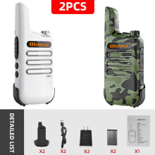 (weiß-grün-tarnfarben) Mini-Walkie-Talkies, 2 Stück, PMR 446 FRS, tragbare Zweiweg-Funkgeräte