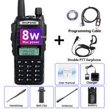 (8W Zusatzkabel) UV-82 Hochleistungs-Funkgerät mit großer Reichweite, tragbares Zwei-Wege-Funkgerät,