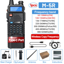 (Headset hinzufügen) M-5R Walkie-Talkie AM/FM Sechsband 3800mAh Drahtlose Kopierfunktion Frequenz Typ-C