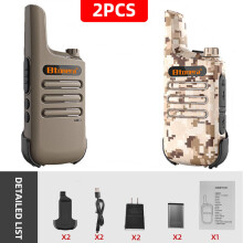 (braun-gelbes Tarnmuster) Mini-Walkie-Talkies, 2 Stück, PMR 446 FRS, tragbare Zweiweg-Funkgeräte