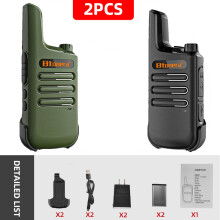 (grün-schwarz) Mini-Walkie-Talkies, 2 Stück, PMR 446 FRS, tragbare Zweiweg-Funkgeräte