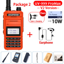 (USB-Stecker V2 Orange 2) UV-999 Pro Max 10W 999CH Walkie-Talkie UV999 Dualband Tragbares CB-Amateurfunkgerät