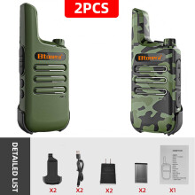 (grün-grün-tarnmuster) Mini-Walkie-Talkies, 2 Stück, PMR 446 FRS, tragbare Zweiweg-Funkgeräte