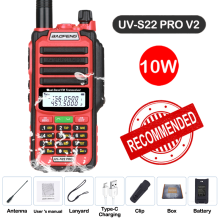 (USB-Stecker V2 Rot 1) UV S22 PRO V2 IP68 Walkie-Talkie wasserdicht Dualband 136-174/400-520 MHz Amateurfunkgerät