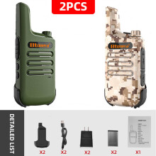 (grün-gelb-tarnmuster) Mini-Walkie-Talkies, 2 Stück, PMR 446 FRS, tragbare Zweiweg-Funkgeräte
