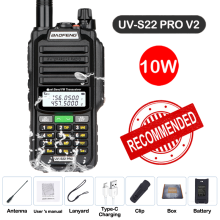 (USB-Stecker-V2 Schwarz 1) UV S22 PRO V2 IP68 Walkie-Talkie wasserdicht Dualband 136-174/400-520 MHz