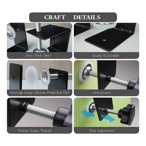 Drawer Front Panel Installation Clamp Hardware Jig C Clamp 3mm Thicker Drawer Drill Hole Guide U Clamp(4 Pack) 2