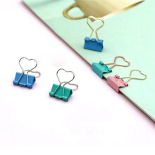 60 Pcs Metal Binder Clips with Heart Shaped Handle Heart Shape Binder Clips Heart Hollow Out Metal Binder Clips