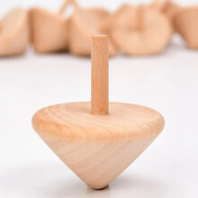 (Log)5pcs Children Wooden Mini Gyro Adult Relieve Stress Desktop Spinning Top Toys Classic Log Color