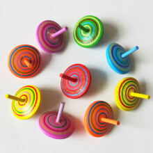 (random color 2pcs)Wooden Small Spinning Top Desktop Pressure Reduction Toy Wooden Toys Kindergarten