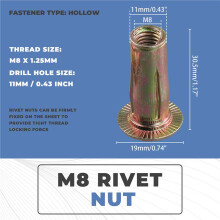 Multi-Grip-Nietmutter, M8 VorgeglüHter Schaft Aus Kohlenstoffstahl Farbe-Verzinkter Flachkopf-Gewindeeinsatzmutter 25 StüCk