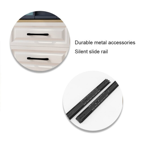 White 2 Tier Under Desk Printer Stand with Drawer and Lockable Wheels for Home Office 2