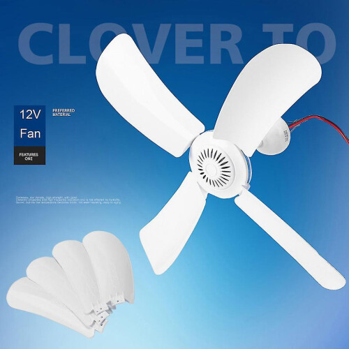 Ventilador de teto portátil 12V com vento forte e baixo ruído, plástico branco para quarto e barraca de acampamento, 16/31,5 polegadas 2